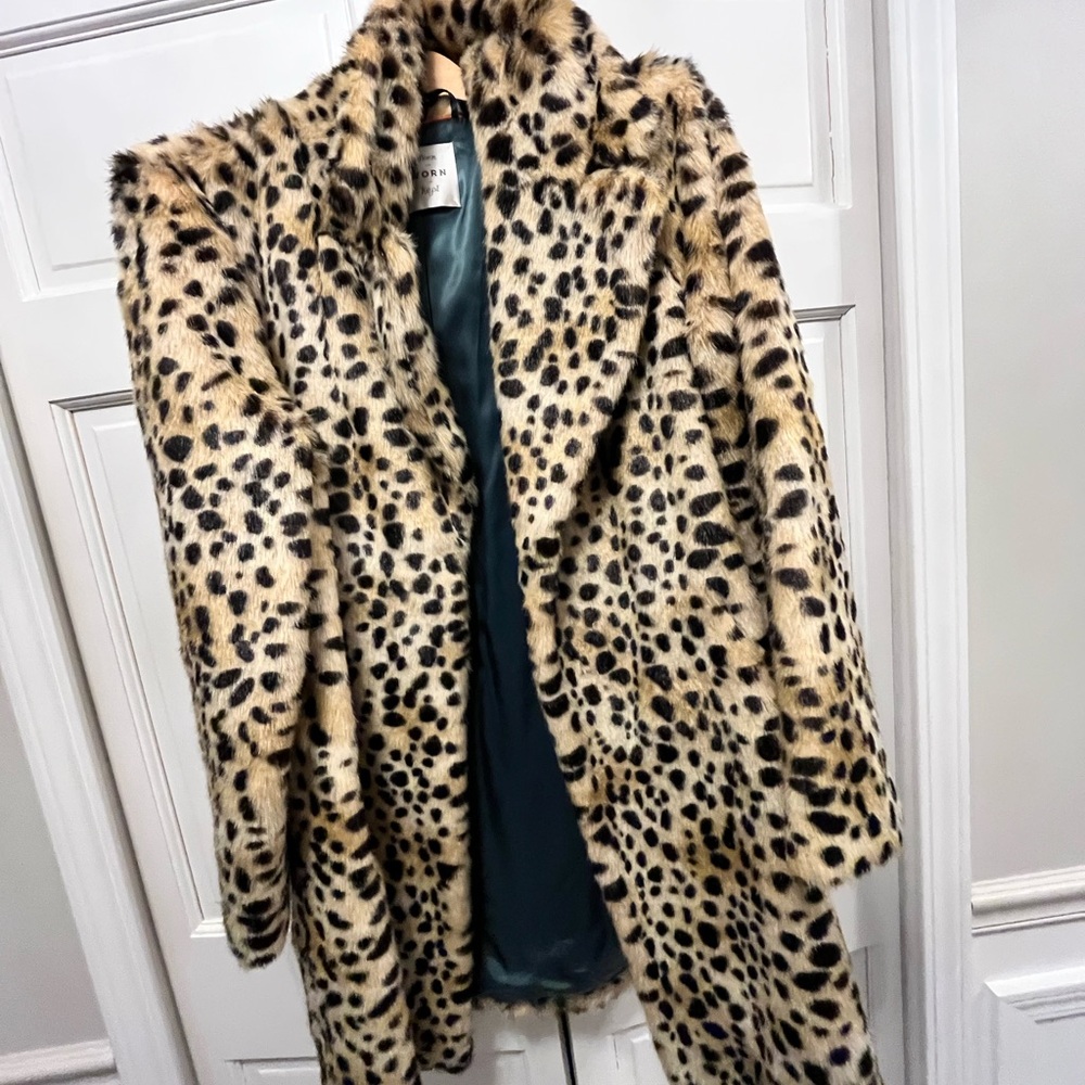 Anthropologie leopard Print Faux Fur Coat